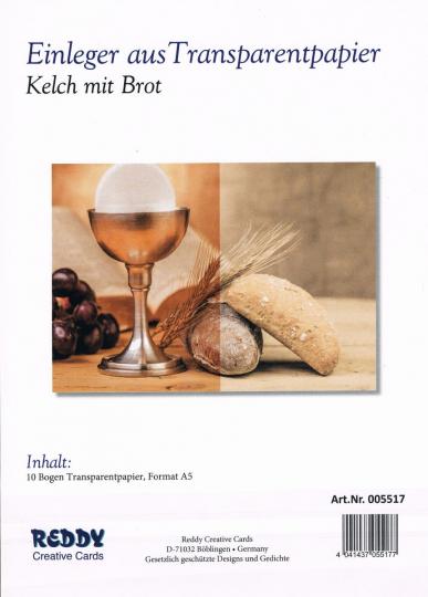 Reddycards Einleger Transparentpapier - Kelch mit Brot - 10 Blatt DIN A5 