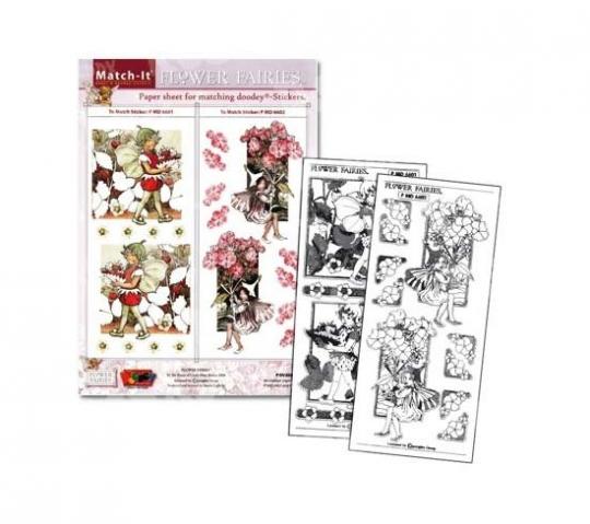 Reddycards Match-It-Sticker: Flower Fairies, Erdbeere + Seringe (gold) 