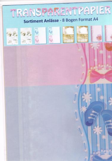 Reddycards Transparentpapier - Sortiment Anlässe - 8 Blatt DIN A4 
