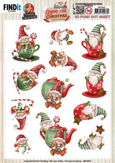 3D-Stanzbogen - Yvonne Creations - Gnome for Christmas - Gnome Tee 