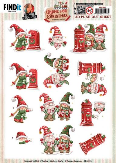 3D-Stanzbogen - Yvonne Creations - Gnome for Christmas - Gnome Letter 