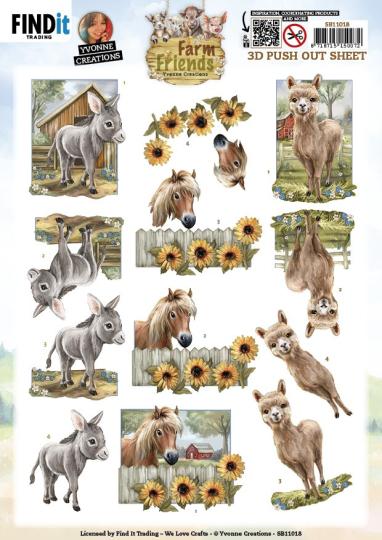 3D-Stanzbogen - Yvonne Creations - Farm Friends - Esel 