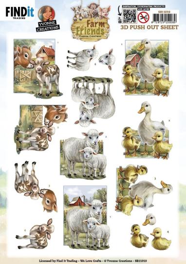 3D-Stanzbogen - Yvonne Creations - Farm Friends - Mutter mit Kinder 