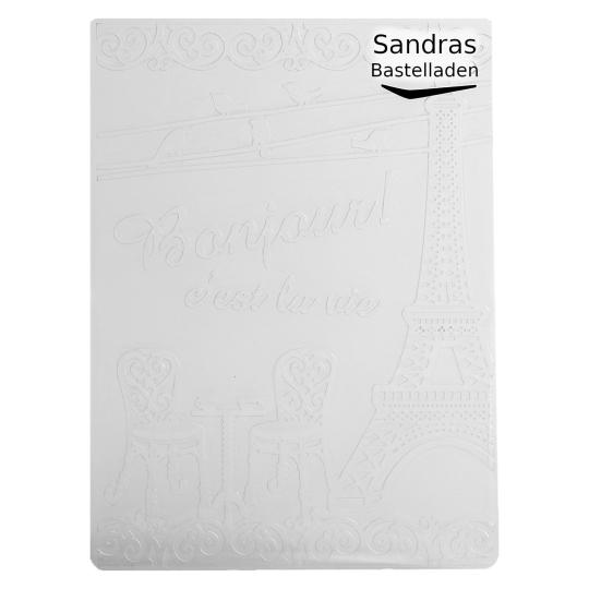 Sandras Embossing-Prägefolder/ -schablone 10,8x15cm Frankreich Bistro Frankreich Bistro