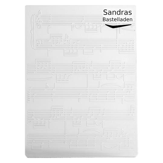Sandras Embossing-Prägefolder/ -schablone 10,8x15cm Notenblatt Notenblatt