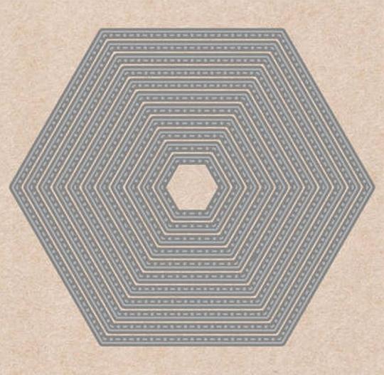 Sandras XL Stanzschablone 11tlg - Stich & Dots - Hexagon 