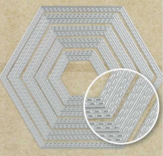 Sandras XL Stanzschablone 5tlg - Doppel Stich - Hexagon 