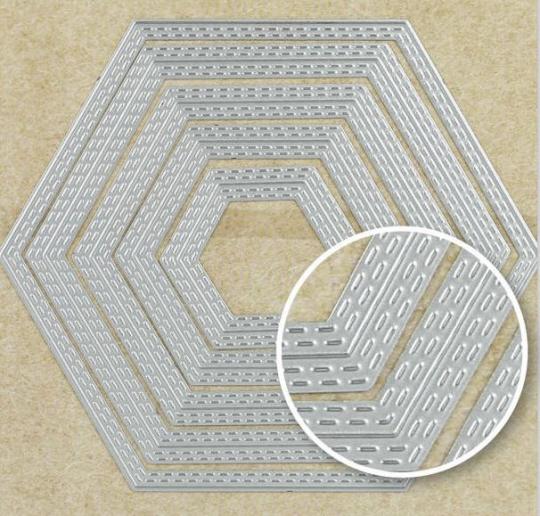 Sandras XL Stanzschablone 5tlg - Doppel Stich - Hexagon 