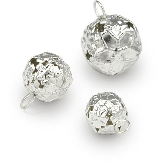Schmuckschellen / Glocken rund, versilbert ø ca.14 mm, 6 Stück ø ca.14 mm, 6 Stück