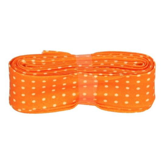 Schrägband / Einfassband Baumwolle Gepunktet gefalzt 2m x 20mm 022-Orange-Weiß 022-Orange-Weiß
