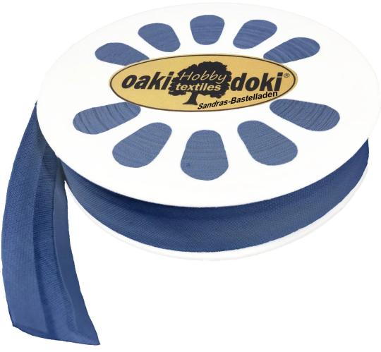 Schrägband / Einfassband Baumwolle Uni gefalzt 20m x 20mm 027-Blaugrau 027-Blaugrau