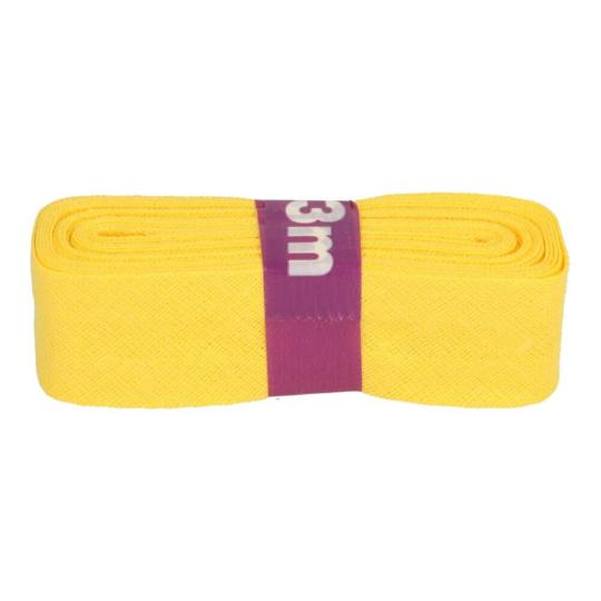 Schrägband / Einfassband Baumwolle Uni gefalzt 3m x 12mm 642-Gelb 642-Gelb