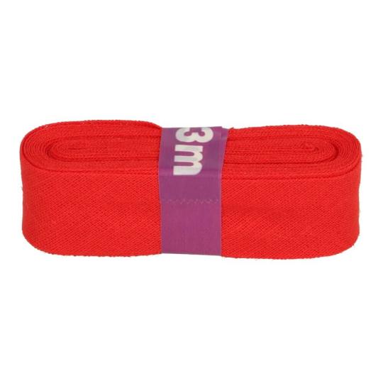 Schrägband / Einfassband Baumwolle Uni gefalzt 3m x 12mm 722-Rot 722-Rot
