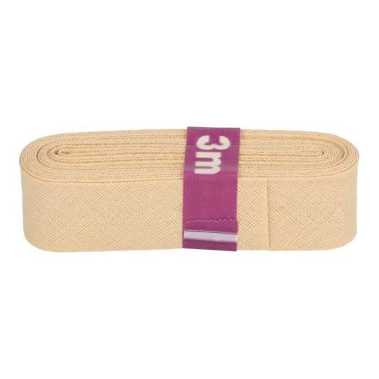 Schrägband / Einfassband Baumwolle Uni gefalzt 3m x 12mm 888-Beige 888-Beige