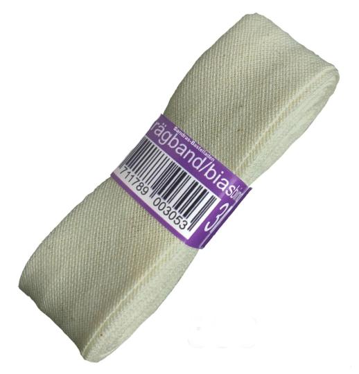 Schrägband / Einfassband Baumwolle Uni gefalzt 3m x 20mm 506-Weißgrün 506-Weißgrün