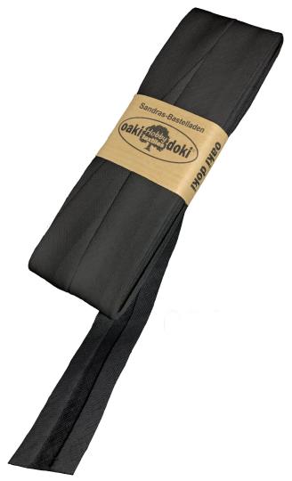 Schrägband / Einfassband Baumwolle Uni gefalzt 5m x 20mm 001-Anthrazit 001-Anthrazit
