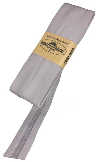Schrägband / Einfassband Baumwolle Uni gefalzt 5m x 20mm 006-Hellgrau 006-Hellgrau