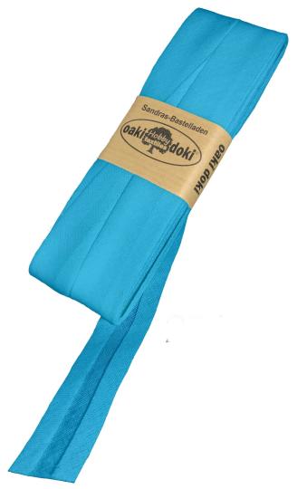 Schrägband / Einfassband Baumwolle Uni gefalzt 5m x 20mm 284-Türkis 284-Türkis