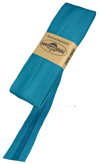 Schrägband / Einfassband Baumwolle Uni gefalzt 5m x 20mm 377-Petrol 377-Petrol