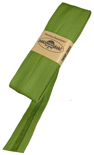 Schrägband / Einfassband Baumwolle Uni gefalzt 5m x 20mm 525-Grasgrün 525-Grasgrün