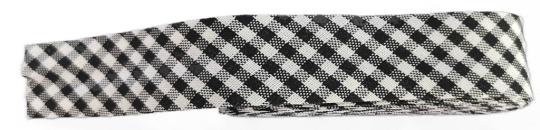 Schrägband / Einfassband Baumwolle mit Muster gefalzt 2m x 20mm 1225-Vichy / Kariert Schwarz-Weiß 1225-Vichy / Kariert Schwarz-Weiß