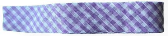 Schrägband / Einfassband Baumwolle mit Muster gefalzt 2m x 20mm 1228-Vichy / Kariert Flieder-Weiß 1228-Vichy / Kariert Flieder-Weiß