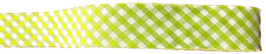 Schrägband / Einfassband Baumwolle mit Muster gefalzt 2m x 20mm 1237-Vichy / Kariert Grasgrün-Weiß 1237-Vichy / Kariert Grasgrün-Weiß
