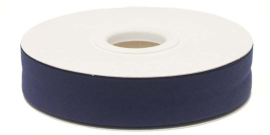 Schrägband / Einfassband Polycotton Uni gefalzt 20m x 20mm Dunkelblau Dunkelblau