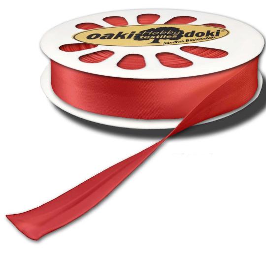 Schrägband / Einfassband Satin gefalzt 20m x 20mm 725-Rot 725-Rot