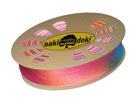Schrägband / Einfassband Satin gefalzt 20m x 20mm 969-Regenbogen 969-Regenbogen