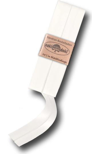 Schrägband / Einfassband Satin gefalzt 2m x 20mm 009-Weiß 009-Weiß