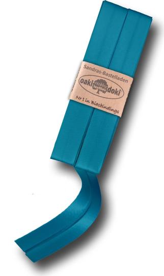 Schrägband / Einfassband Satin gefalzt 2m x 20mm 298-Türkis 298-Türkis