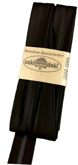 Schrägband / Einfassband Veganes Leder / Kunstleder gefalzt 3m x 20mm 069-Schwarz 069-Schwarz