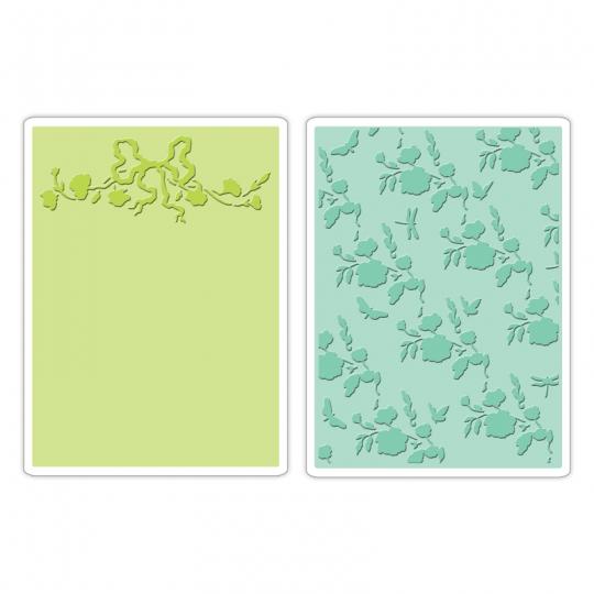 Sizzix Textured Impressions Embossing Folders 2tlg - Arbor & Garden Roses Set by 