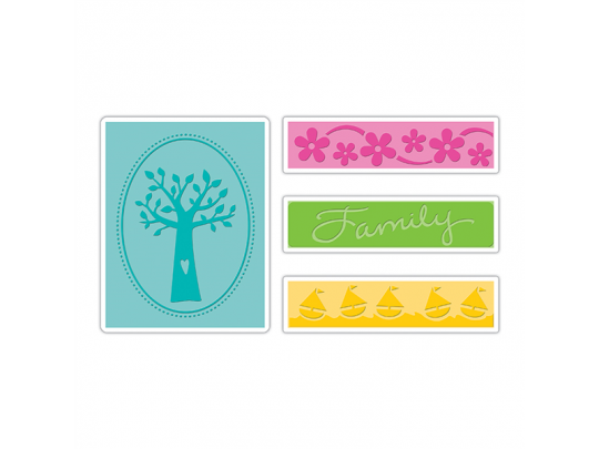 Sizzix Textured Impressions Embossing Folders 4tlg - Family Tree Set by Eileen Hull 