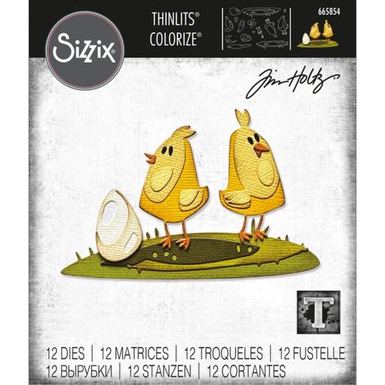 Sizzix Thinlits Stanzer Set 12tlg. - Papercut Küken Colorize by Tim Holtz 