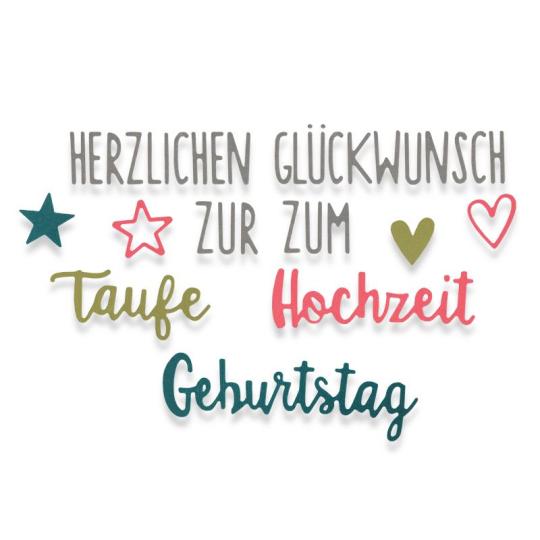 Sizzix Thinlits Stanzer Set 8tlg. - Herzlichen Glückwunsch 