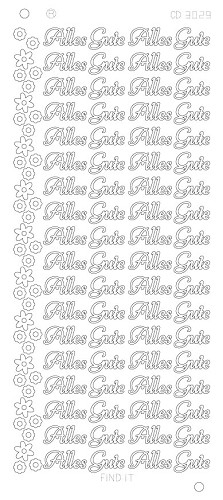 Spiegel-Stickerbogen Alles Gute Platinum 100 x 230mm Silber Silber