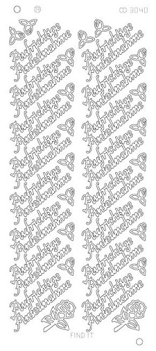 Spiegel-Stickerbogen Aufrichtige Anteilnahme platinum 100 x 230mm Gold Gold