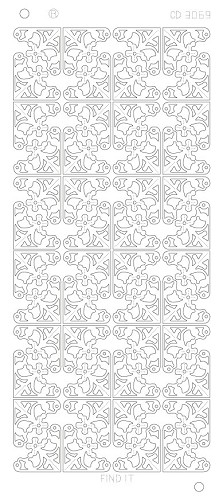 Spiegel-Stickerbogen Blumen Ecken Platinum 100 x 230mm 