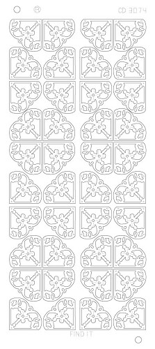 Spiegel-Stickerbogen Blumen Ecken Platinum 100 x 230mm Silber Silber