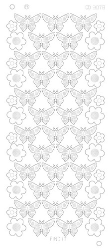 Spiegel-Stickerbogen Blumen & Schmetterlinge Platinum 100 x 230mm Gold Gold