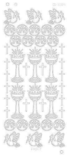 Spiegel-Stickerbogen Communie S Platinum 100 x 230mm 
