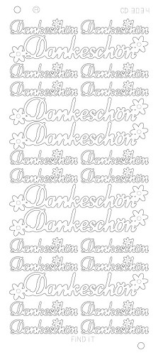 Spiegel-Stickerbogen Dankeschon Platinum 100 x 230mm Gold Gold