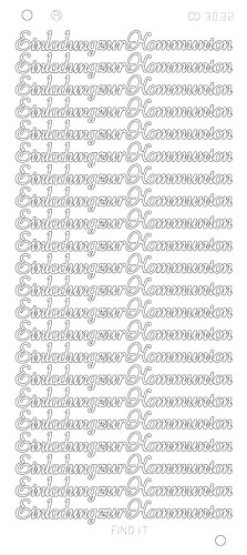 Spiegel-Stickerbogen Einladung zur Kommunion Platinum 100 x 230mm Silber Silber
