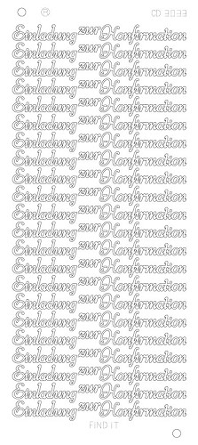 Spiegel-Stickerbogen Einladung zur Konfirmation Platinum 100 x 230mm Silber Silber