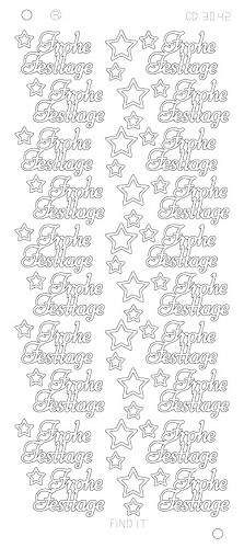 Spiegel-Stickerbogen Frohe Festtage Platinum 100 x 230mm Gold Gold