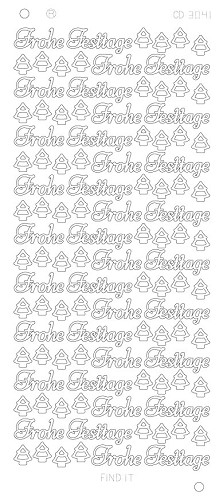 Spiegel-Stickerbogen Frohe Festtage Platinum 100 x 230mm Silber Silber