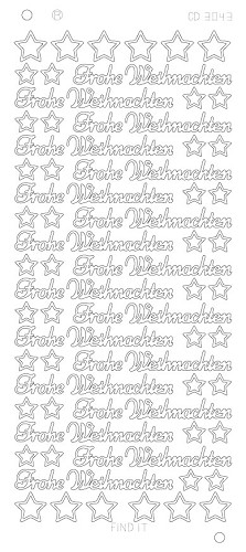Spiegel-Stickerbogen Frohe Weihnachten Platinum 100 x 230mm Silber Silber