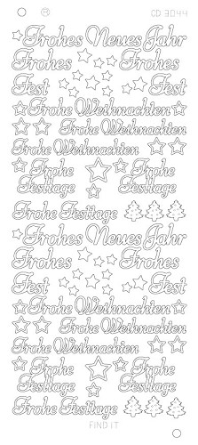 Spiegel-Stickerbogen Frohes Neues Jahr Platinum 100 x 230mm 
